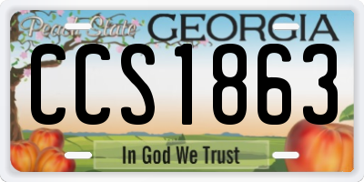 GA license plate CCS1863