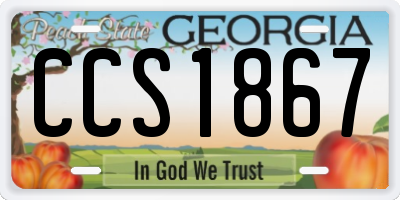 GA license plate CCS1867
