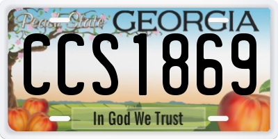 GA license plate CCS1869