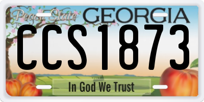 GA license plate CCS1873