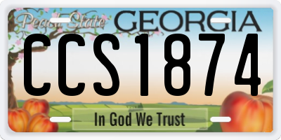 GA license plate CCS1874