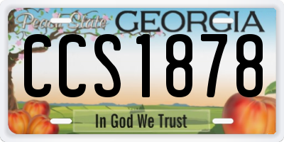 GA license plate CCS1878