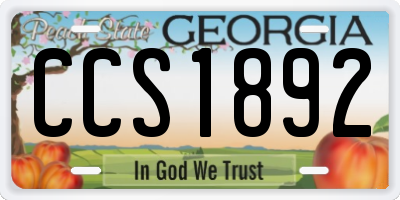 GA license plate CCS1892
