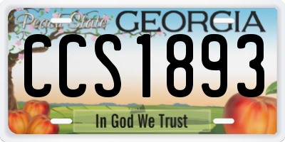 GA license plate CCS1893