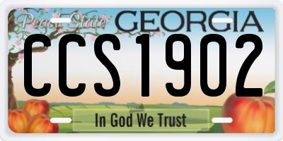 GA license plate CCS1902