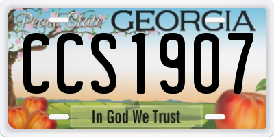 GA license plate CCS1907