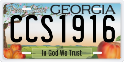 GA license plate CCS1916