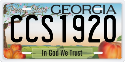 GA license plate CCS1920