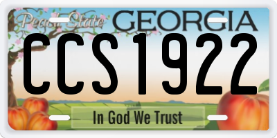GA license plate CCS1922