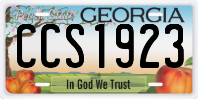 GA license plate CCS1923