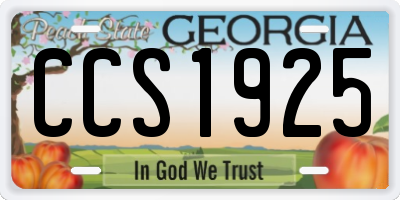 GA license plate CCS1925