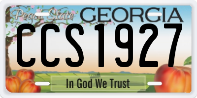 GA license plate CCS1927