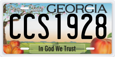 GA license plate CCS1928