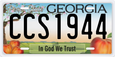 GA license plate CCS1944