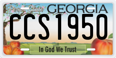 GA license plate CCS1950