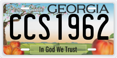 GA license plate CCS1962