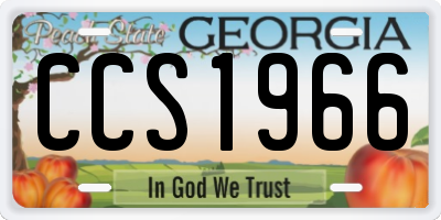 GA license plate CCS1966
