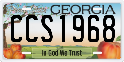 GA license plate CCS1968