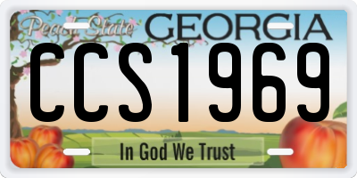 GA license plate CCS1969