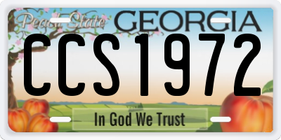 GA license plate CCS1972