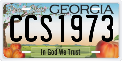 GA license plate CCS1973
