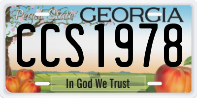 GA license plate CCS1978