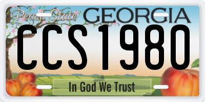 GA license plate CCS1980
