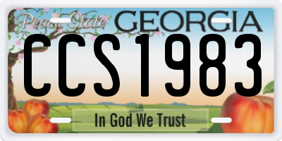 GA license plate CCS1983