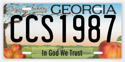 GA license plate CCS1987