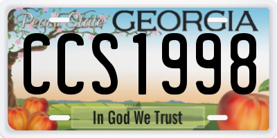 GA license plate CCS1998