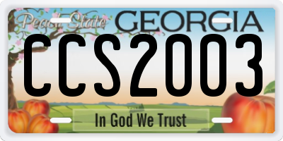 GA license plate CCS2003