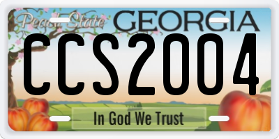 GA license plate CCS2004