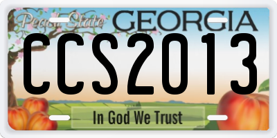 GA license plate CCS2013