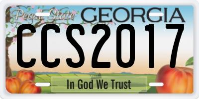 GA license plate CCS2017