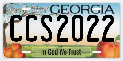 GA license plate CCS2022