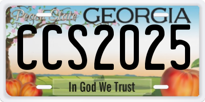 GA license plate CCS2025
