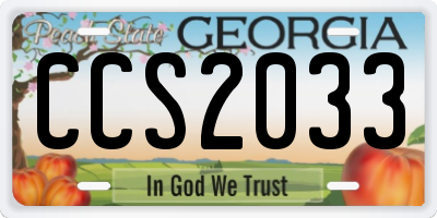 GA license plate CCS2033