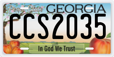 GA license plate CCS2035