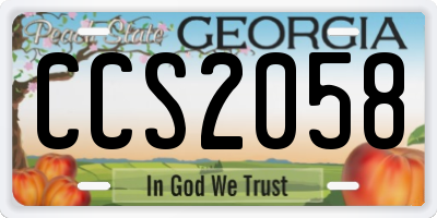 GA license plate CCS2058