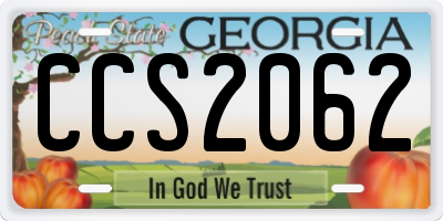 GA license plate CCS2062