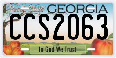 GA license plate CCS2063