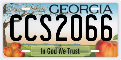 GA license plate CCS2066