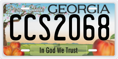GA license plate CCS2068