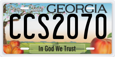 GA license plate CCS2070