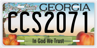 GA license plate CCS2071