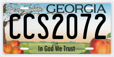 GA license plate CCS2072