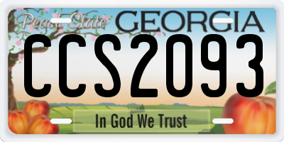 GA license plate CCS2093