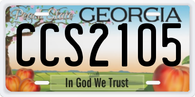 GA license plate CCS2105