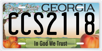 GA license plate CCS2118