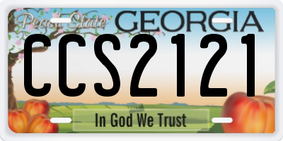 GA license plate CCS2121